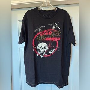 Gimmie Danger INC Party’s Over Graphic T Shirt Black UFO Skull Tee Unisex